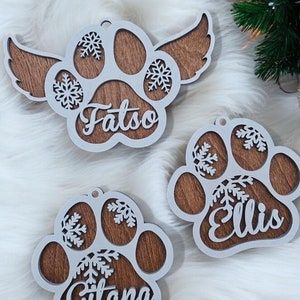 Dog Ornament Personalized, Dog Paw Ornament, Custom Dog Christmas Ornament, Pet Ornament for Christmas Tree,