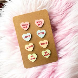Conversation hearts | Sweetheart stud earrings | Candy heart stud Earrings | Valentines Day Earrings