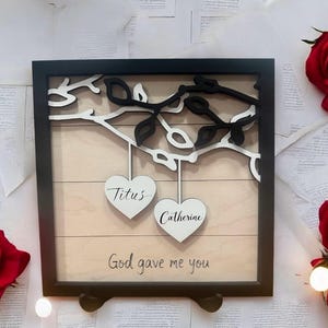 Personalized Wooden Sign | Couples Custom Wood Sign | Anniversary Gift | Personalized Wedding Gift | Valentine 3d Sign | Couples Names Sign