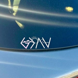Holographic Christian Car Decal: God Is Greater - Laptop, Tumbler
