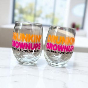Drunkin Grownups wine glass | Custom wine glass | Glitter wine glass