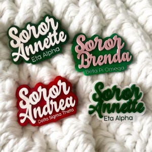 Soror Name Pin | Sister Name Pin | Custom Name Badge | Multi Lapel Pin | Personalized Sorority Name Pin |  Chapter Meeting Name Tag