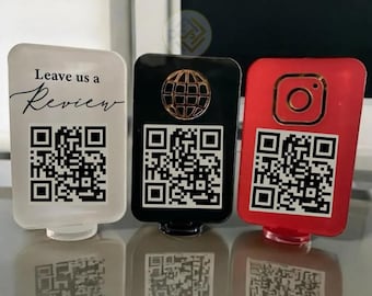 Custom Mini QR Code Signs , QR Code Social Media Sign, Salon Sign, Nails Beauty Sign. Review QR sign