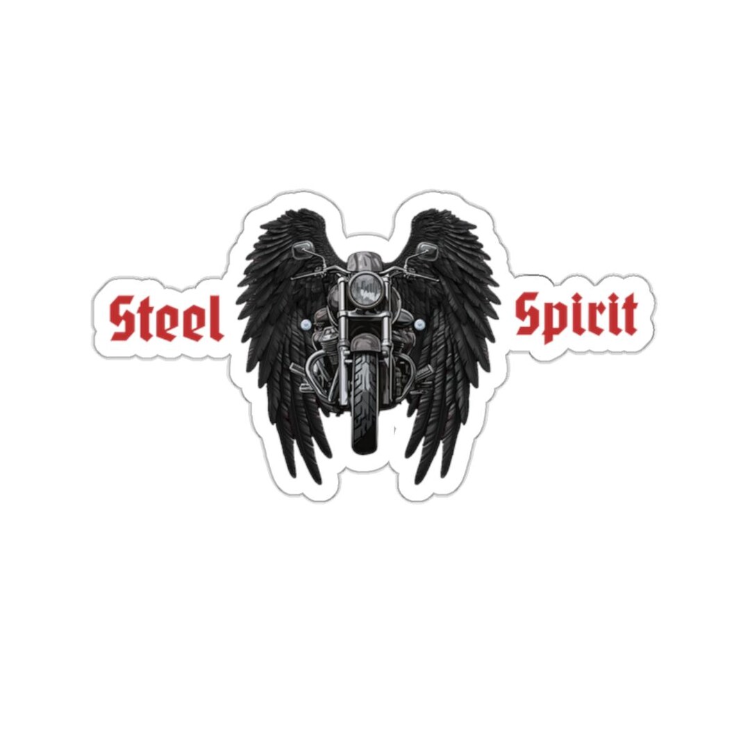 Steel Spirit Motorcycle With Black Angel Wings Durable Vinyl Sticker - Etsy