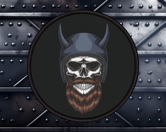 Biker Patch: Devil Skull with Beard ( 3X3 inches) | Motorcycle Patches | Motorcycle Gifts | Biker Patches| Christmas gift| Biker Gifts