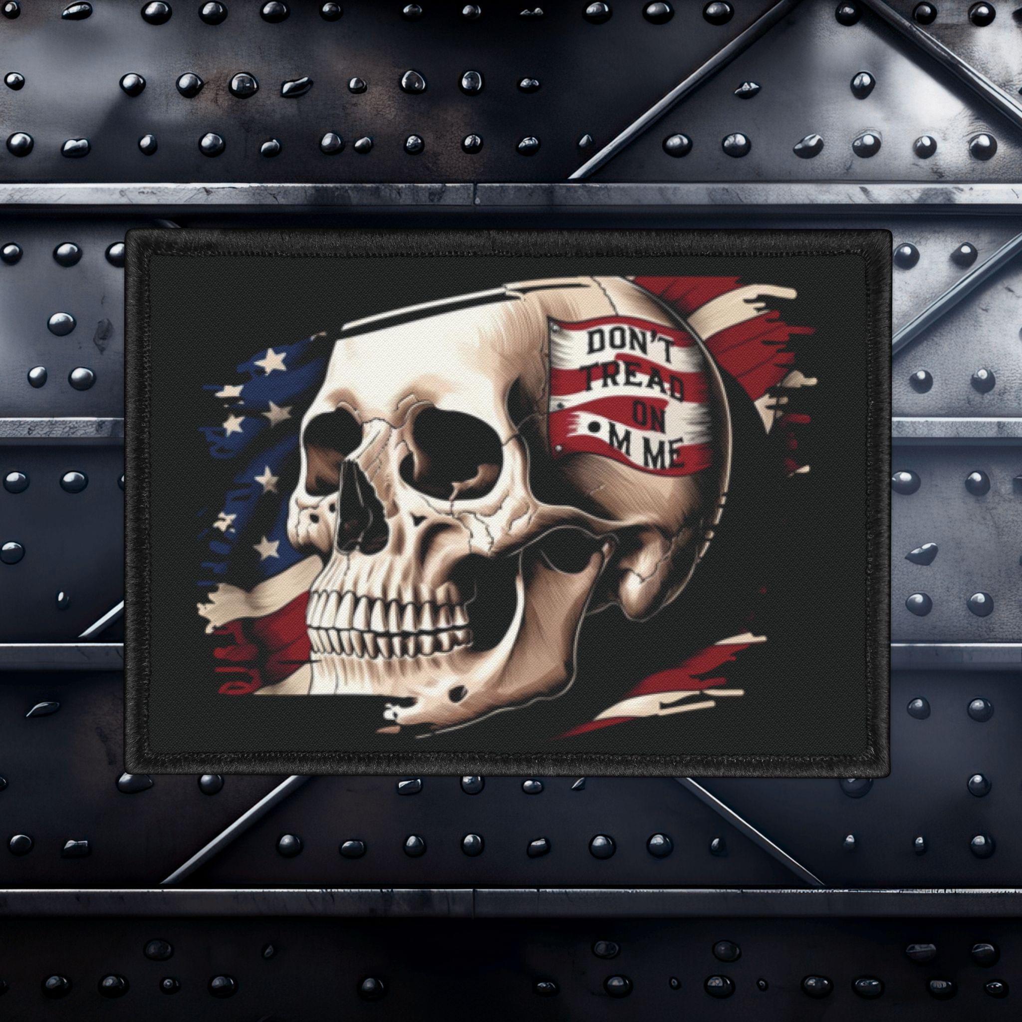 Patriotic Skull US Flag Bandana Patch – 12x9 Inch Iron On/Sew On Back Patch For Jackets - View #7