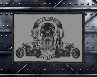 Biker Patch| Proud Veteran (3.5X2.5 inches)| Motorcycle Patches | Biker Patch for Vests | Motorcycle Gifts | Biker Patches| Christmas gift