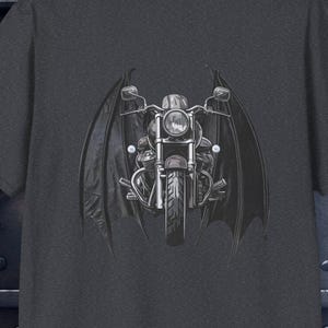 Motorcycle T-shirt: Motorcycle with bat wings. Great biker gift!