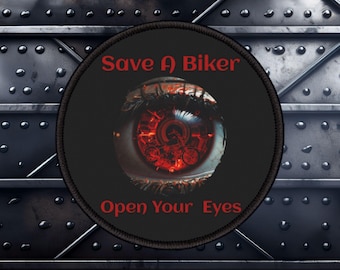 Motorcycle Patch |Open Your Eyes Save A Biker (3X3 inches)| Biker Patches | Motorcycle Patches | Biker Patches for Vests | Biker Gifts
