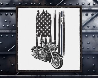 Navy Biker Patch (3X3 Inches)| Biker Patches for Vests | Motorcycle Patches | Biker Gifts | Motorcycle Gifts| Stocking Stuffer for Bikers