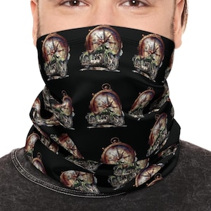 Super Soft, Warm, Motorcycle Neck Gaiter with Drawstring: Motorcycle with Compass