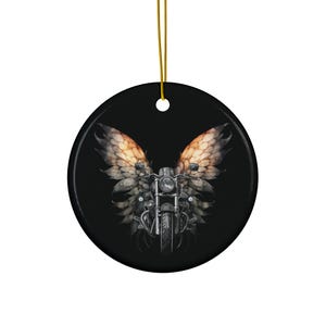 Motorcycle Christmas Gift  - Biker Ornament:  Motorcycle Dragon Wings. Great Gift For Her or Him.