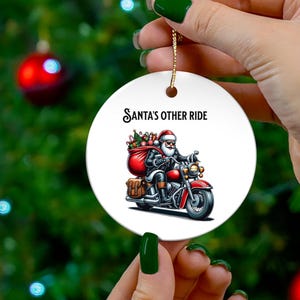 Motorcycle Gift  - Biker Ornament:  Santa&#39;s Other Ride Christmas Ornament for him or her