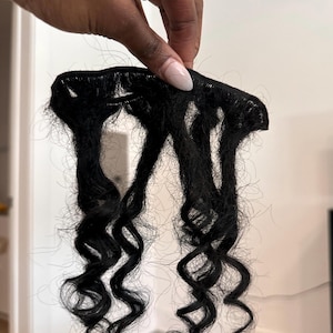 Midnight Black Curly Ends Human Hair Loc Extensions - Handmade Set