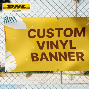 CUSTOM VINYL BANNERS, Event Banner, Business Banner, Waterproof Hemmed With Metal Grommets, Print Banner, Your Custom Text/Design