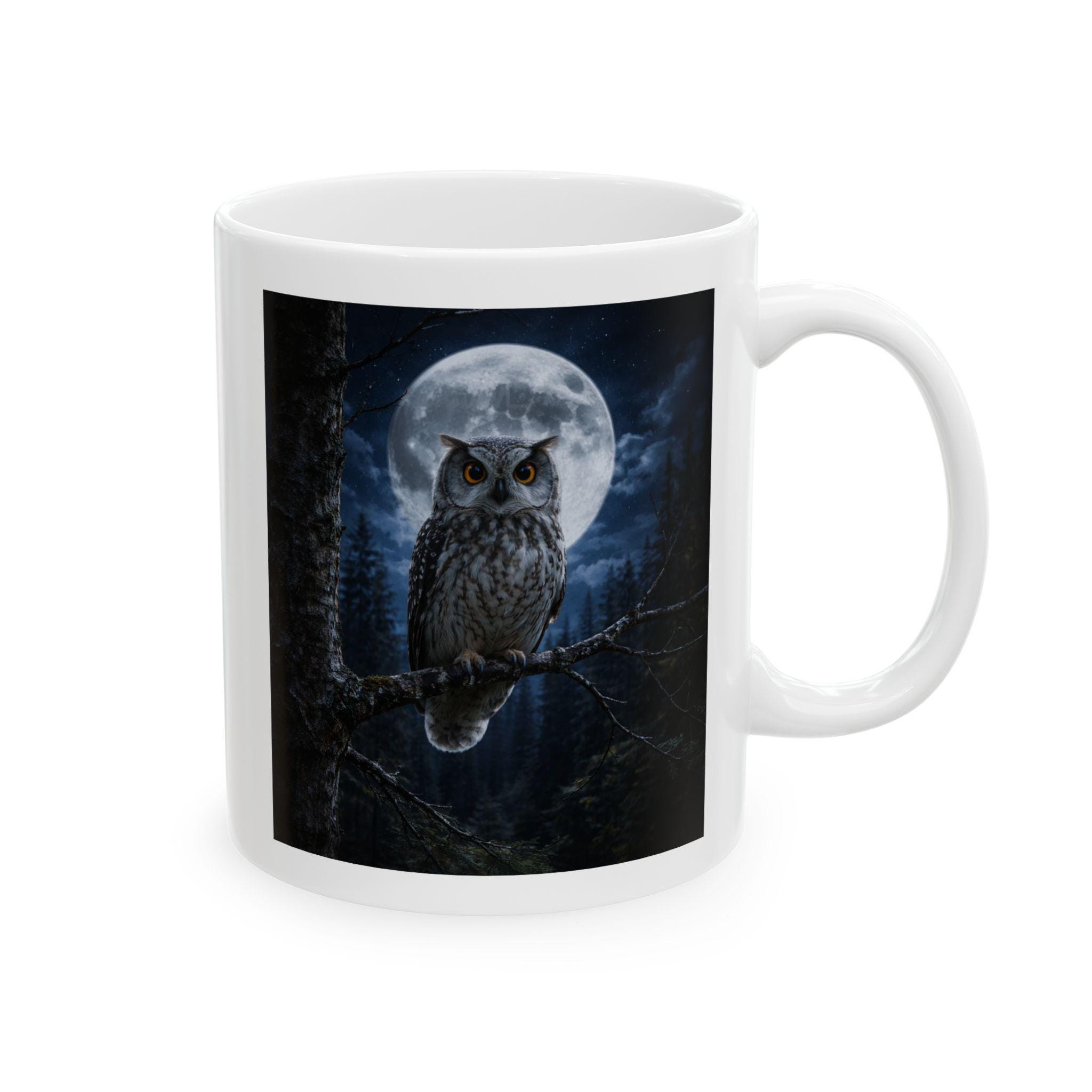 EYES of  THE NIGHT Owl Mug, Long Eared Owl Mug, Owl Coffee Mug, Wildlife Ceramic Mug, 11oz 15oz Natu