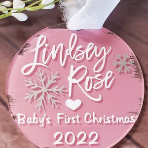 Baby&#39;s first christmas ornament|Baby&#39;s first Christmas |Acrylic ornament |painted birth ornament|2022 ornament |milestone ornament|first