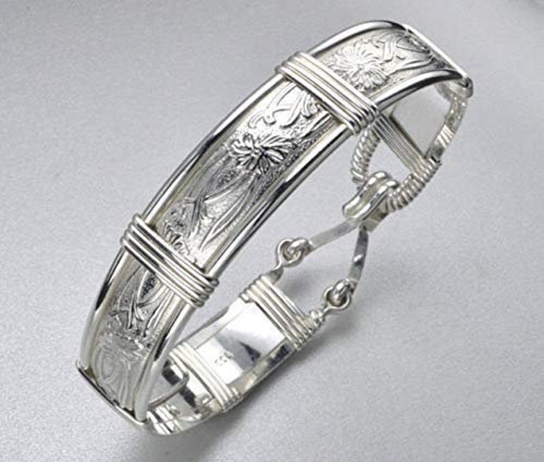 Handmade Sterling Silver Bracelet Art Nouveau Pattern - Etsy