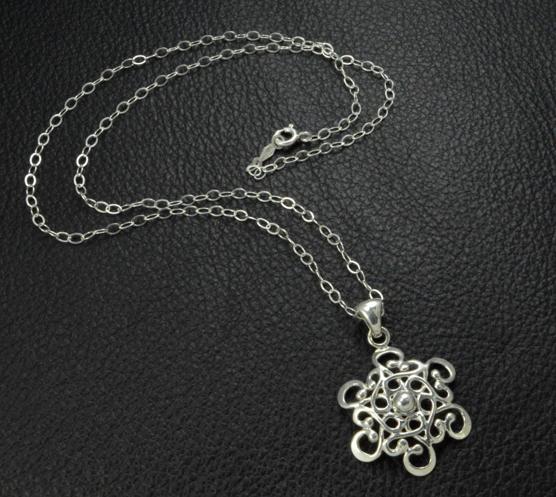 Handmade Sterling Silver Filigree Snowflake Pendant Necklace - Etsy