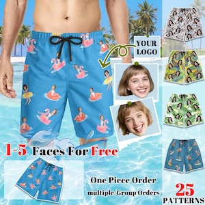 Aangepaste zwemshort met gezicht voor echtgenoot/vader/vriend/jongen, gepersonaliseerde zwembroek heren, fotobadmode, fotoshort cadeau, feestcadeau