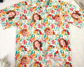 Camisa hawaiana personalizada con cara, camisa con foto personalizada, camisa hawaiana para hombre, un regalo muy bonito para él, camisa de fiesta