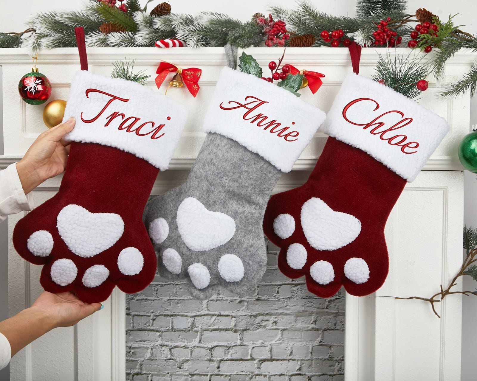 Calza Befana Personalizzata, Calze Natale con Nome per Cani Gatti