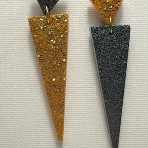 Black and Gold Triangle Earrings