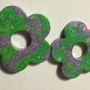 Green and Purple Flower Stud Earrings