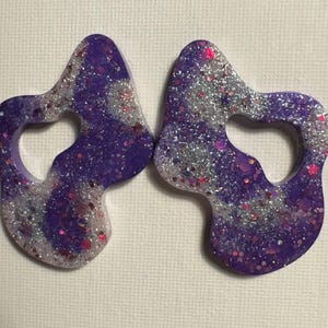 Purple and White Sparkly Shape Earrings