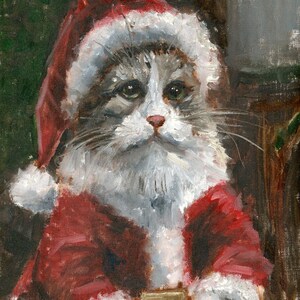 Santa Paws (Christmas Cat), Giclee Art Print