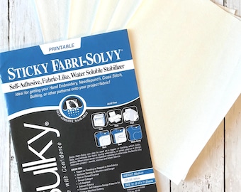 Sulky Sticky Fabri-Solvy Printable Stabilizer Sheets, Stick and Stitch Paper for Embroidery, Water Soluble Fabric Transfer Sheets