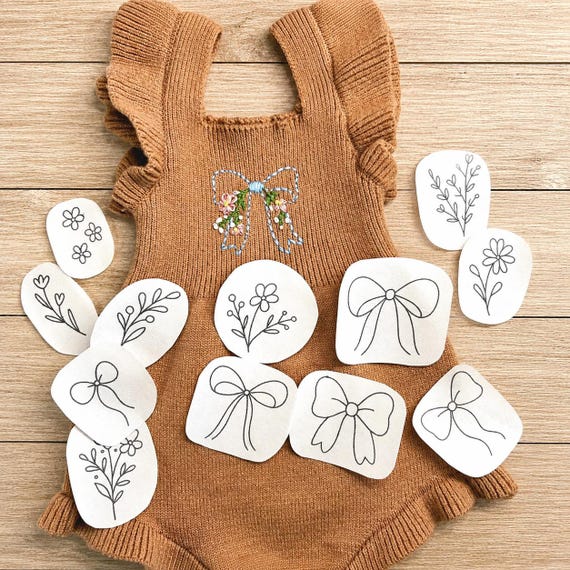 Stick and Stitch Coquette Floral Bow Embroidery Pattern, Bow embroidery Transfer, Floral Design, Hand embroidery, Gift for girl, Mothers Day