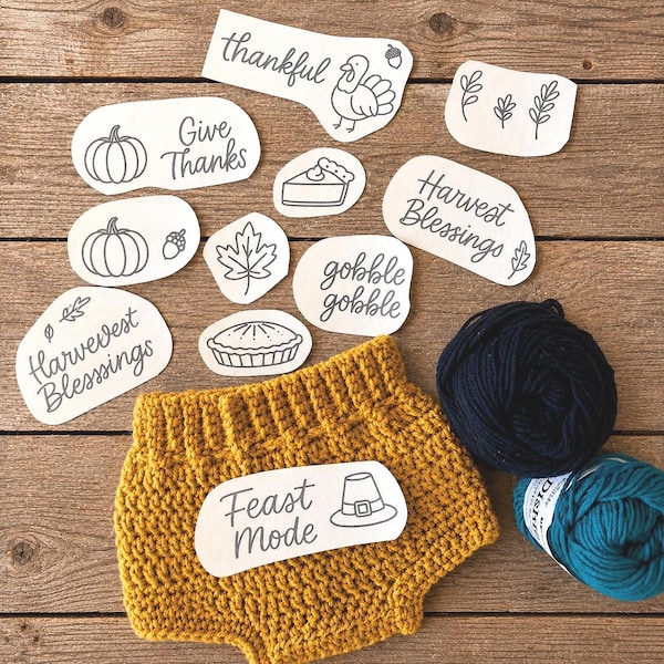 Stick and Stitch Thanksgiving Embroidery Pattern for Napkins & Table Decor, Water Soluble Embroidery Transfer, Friendsgiving DIY