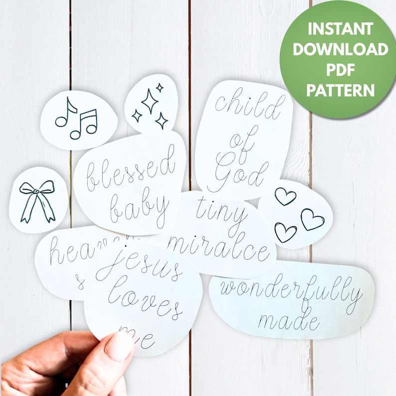 Stick and Stitch Baby Faith Sayings Embroidery Pattern, 10 Digital ...