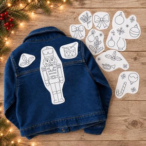 Nutcracker Stick and Stitch Embroidery Transfer, Pre-Printed Christmas Embroidery Pattern, Holiday Embroidery Design