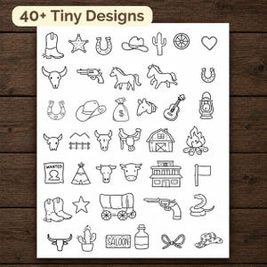Western Stick and Stitch Mini Motifs, Hand Embroidery Designs, Cowboy hat, horseshoe, cactus, Boy embroidery pattern, Custom DIY gift