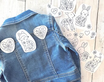 Stick and Stitch Valentines Floral Animals Embroidery Pattern, 9 digital images for printing on water soluble sticky paper, PDF download