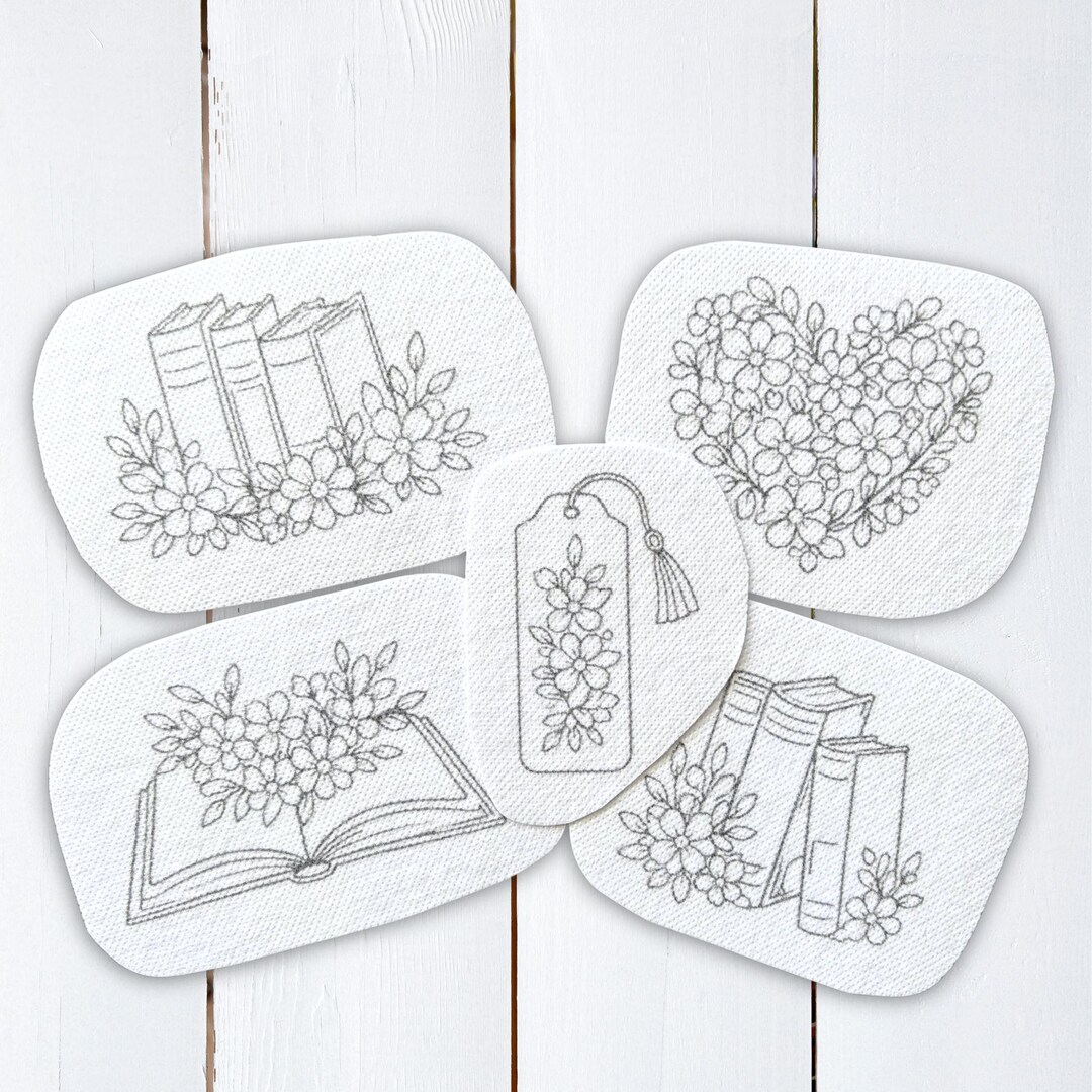 Stick and Stitch Floral Book Embroidery Pattern, Book Lover Designs ...