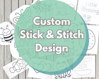Custom Stick and Stitch Embroidery Pattern, Made to Order Peel and Stick Design, Personalized Line Art,Printed on Water Soluble Sticky Paper