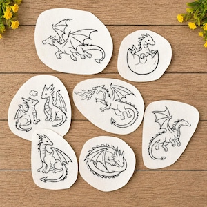 Stick and Stitch Dragon Embroidery Pattern, Medieval Dragon Designs, Fantasy Book lover gift idea, Gothic Mythical Creatures, Boy embroidery image 2