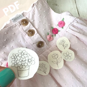 Tiny Floral Stick and Stitch Embroidery PDF, mini motifs, Hand embroidery template, Doodle Art Embroidery, Handmade gift, wildflowers, roses