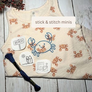 Beach Stick and Stitch Mini Motifs, Hand Embroidery Designs, nautical theme, lobster, lighthouse, sea turtle, Summer vacation DIY gift