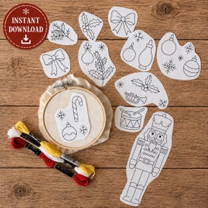 Stick and Stitch Nutcracker Embroidery Pattern PDF, Christmas Embroidery Transfer, Nutcracker Design Download
