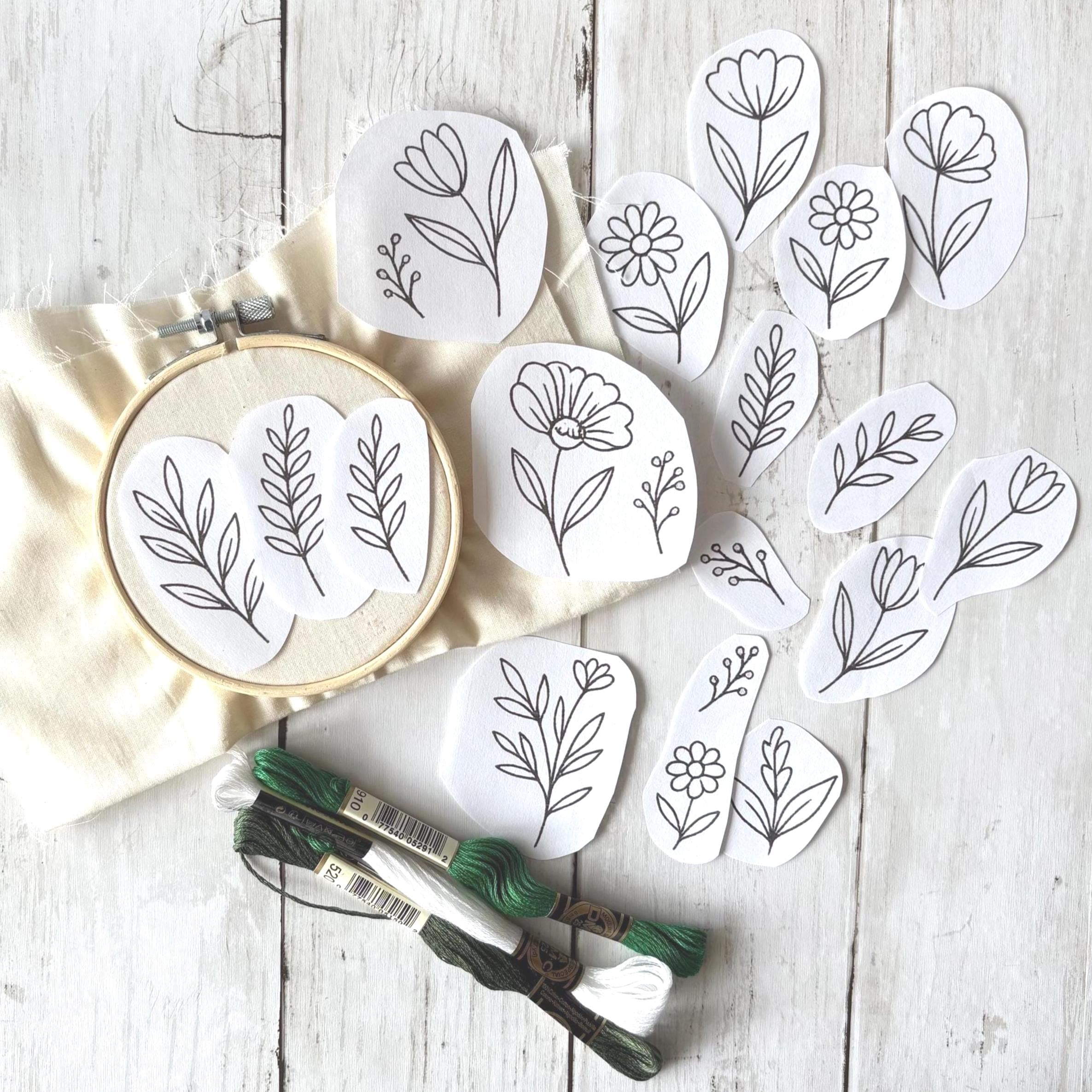 Floral Stick and Stitch Embroidery Pattern,botanical Hand Embroidery ...