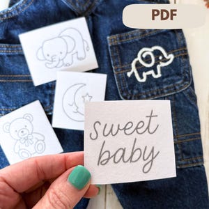 Stick and Stitch Baby Embroidery Pattern PDF-Small Designs for Pockets, Bibs, Burp Cloths, Baby Clothes, DIY Baby Gift, Instant Download