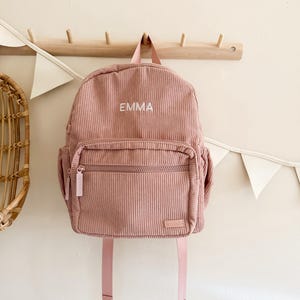 Sac à dos personnalisé pour tout-petit|Cadeau d'anniversaire pour fille|Sac bébé fille en velours côtelé| Sac à dos brodé petite fille avec prénom | Cadeau personnalisé pour bouquetière