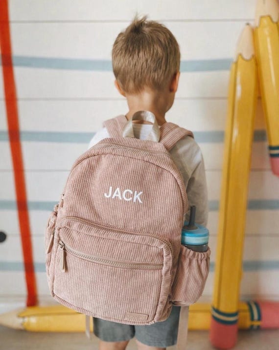 Personalized Boys Backpack|Custom Toddler Boy Birthday Gift|Daycare Book bag|Corduroy bag with Name|Babyboy Diaper Bag |Embroidered Gift
