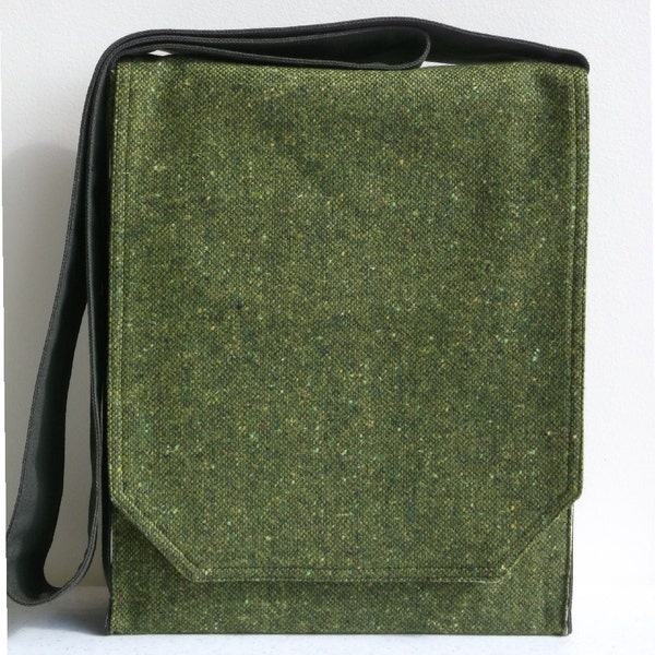 Green Tweed Wool Messenger Bag