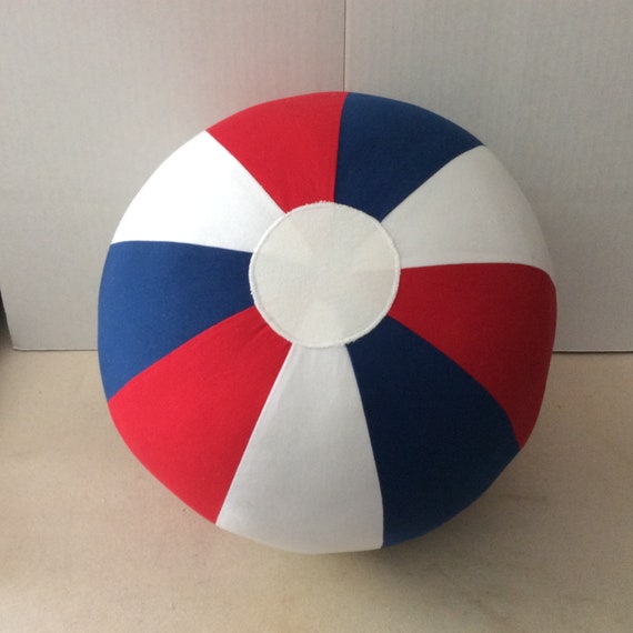 Red and Blue Stripes Fabric Beach Ball