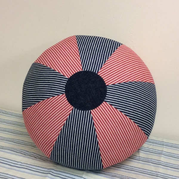 Red and Blue Stripes Fabric Beach Ball